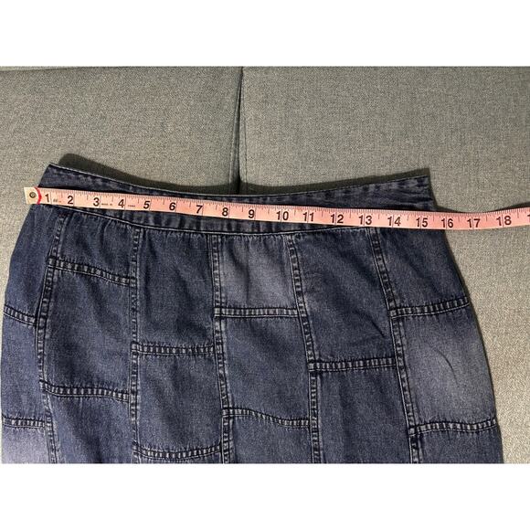 Studio West Womens Denim Patchwork Skirt Medium Cotton Y2K Boho Festival - Picture 7 of 7